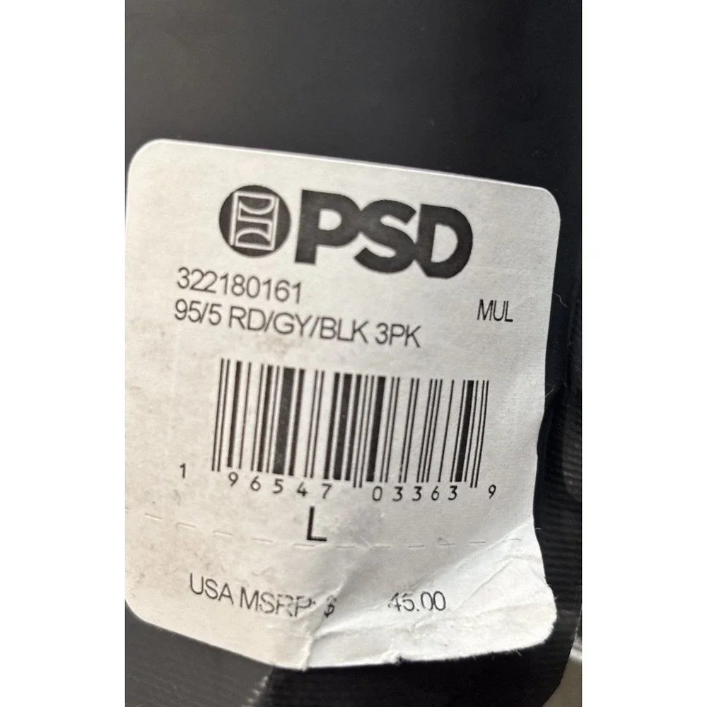 PSD 3 Pack Premium Boxer Briefs Core Men's Large Red,Grey,Black NIB NEW - Picture 5 of 6